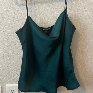 Express Dark Green Satin Tank Top